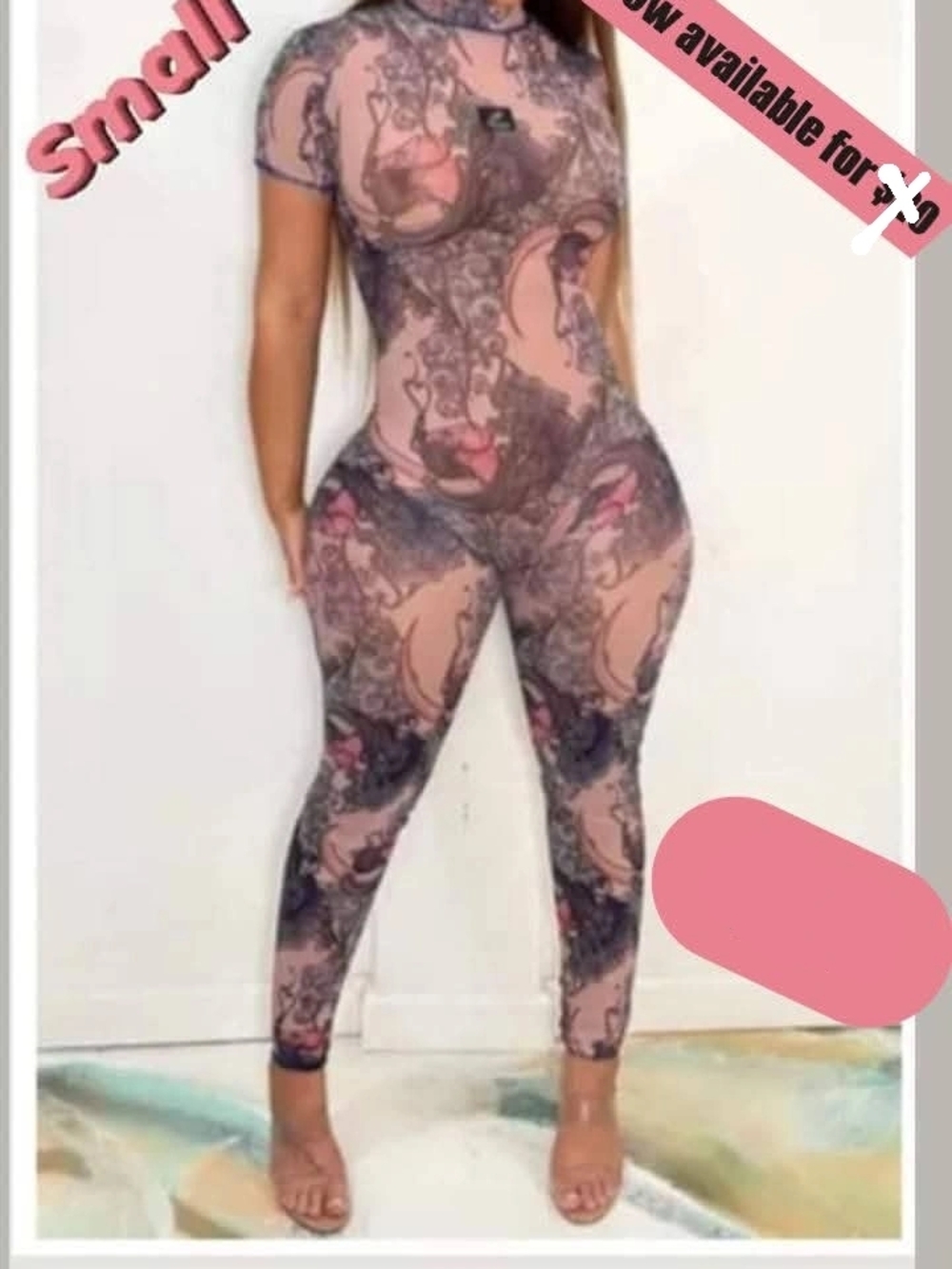 Sheer Pink Printed Jumpsuit